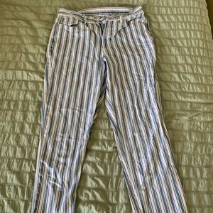high waisted striped jeans